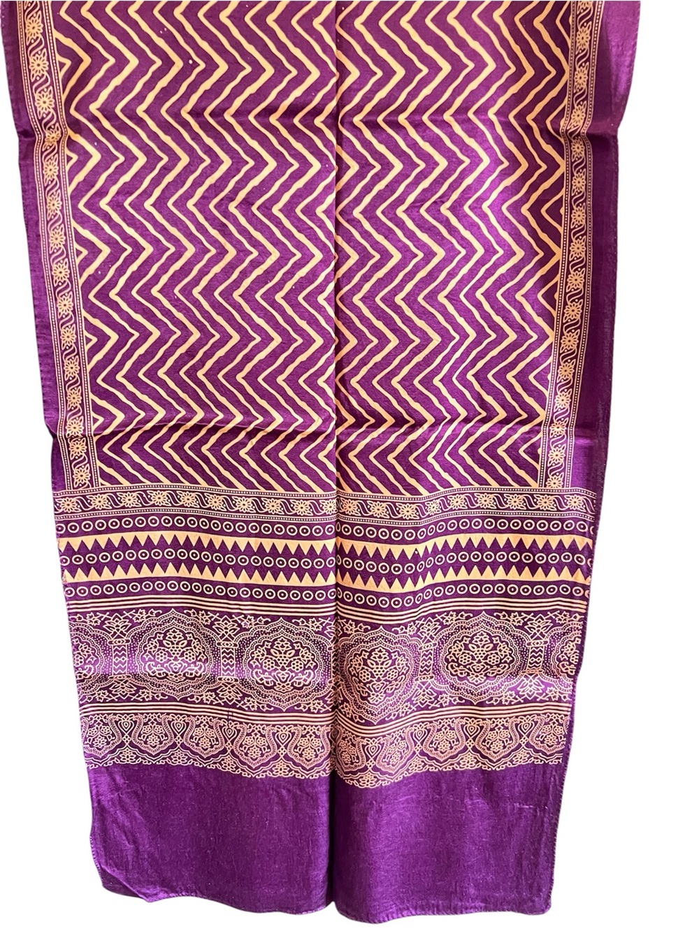 Handcrafted Ajrakh Modal Silk purple Scarf/Stole